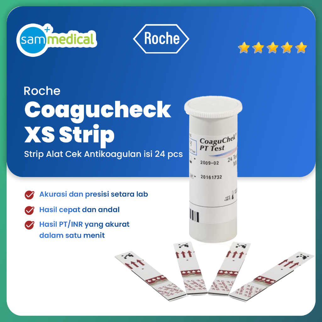 Roche Strip Coagucheck Cek INR / CoaguChek XS Strip / Strip Isi Ulang Antikoagulan  @ 24 Strip