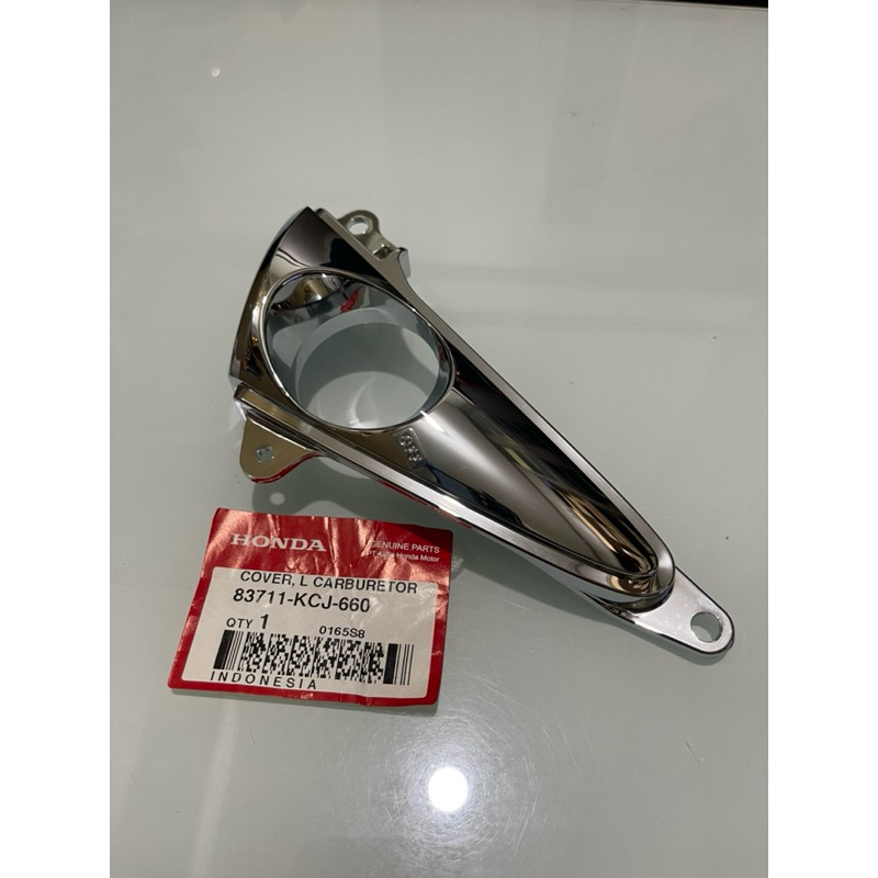 COVER KARBULATOR KIRI KRAN CHROM HONDA TIGER REVO ORIGINAL 83711-KCJ-660