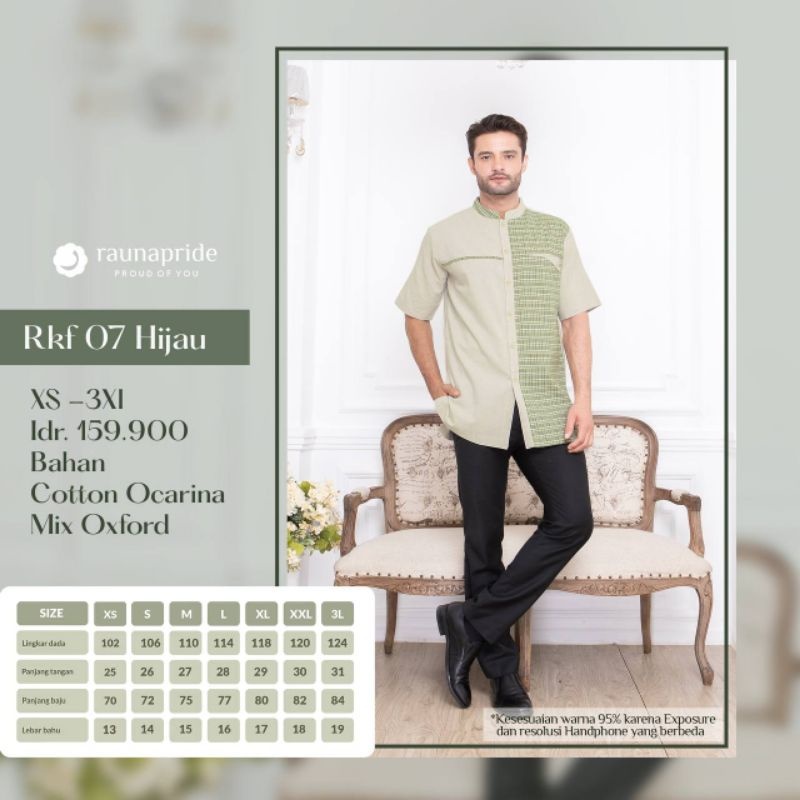KOKO DEWASA RAUNA RKF 07 WARNA HIJAU LENGAN PENDEK#