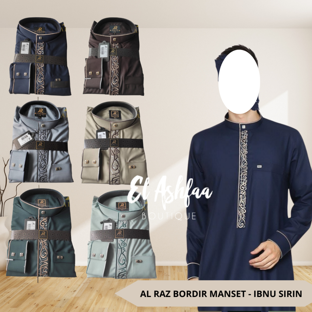Jubah Saudi | Gamis Pria | Al Raz bordir manset Ibnu Sirin - El Ashfaa Boutique