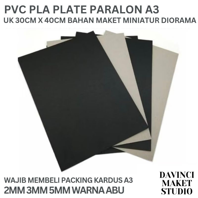 

(A3) PVC PLA PLATE SHEET 2mm 3mm 5mm - Lembar Plat PVC Paralon Bahan Maket Miniatur Diorama Gundam A3 30cm x 40cm