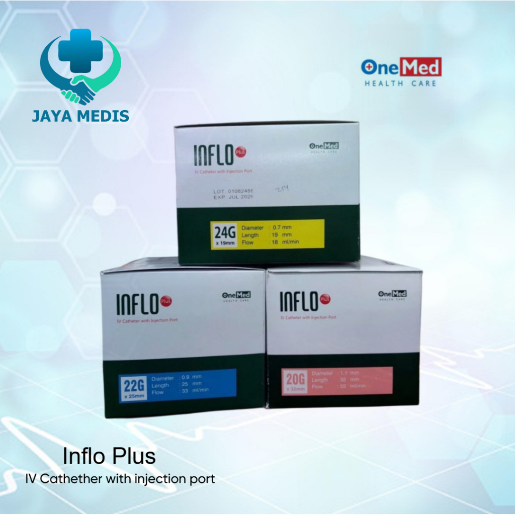 Inflo Plus I.V. Cathether Onemed perbox isi 50pcs/ Abocath 22G,24G,26G