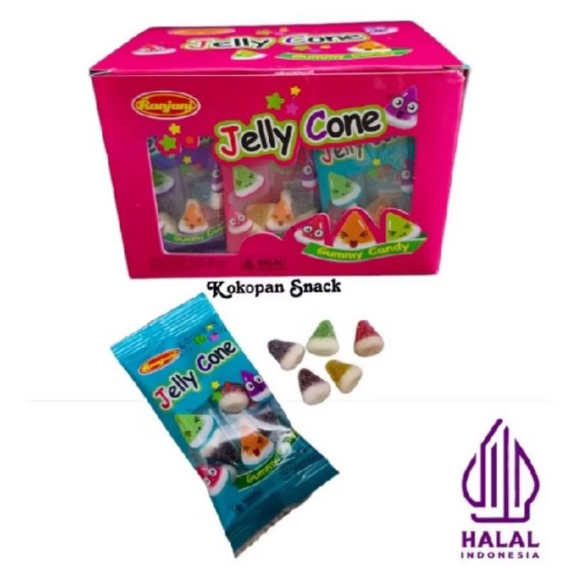 

RANJANI JELLY CONE GUMMY CANDY 1 BOX ISI 30 PCS