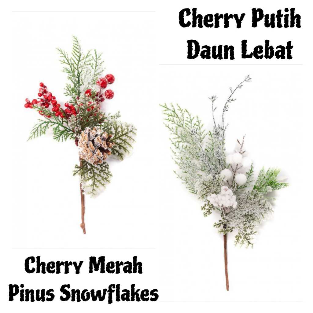 Hiasan Bunga Natal Tangkai Kecil cherry bunga hias natal bunga pajangan natal bunga pohon natal cher