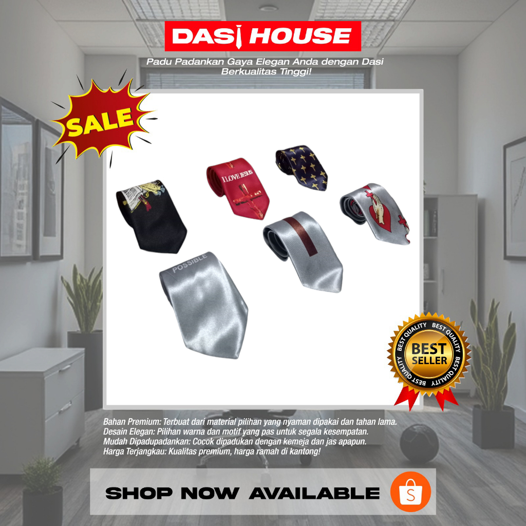 Dasi Motif & Kata-kata Salib