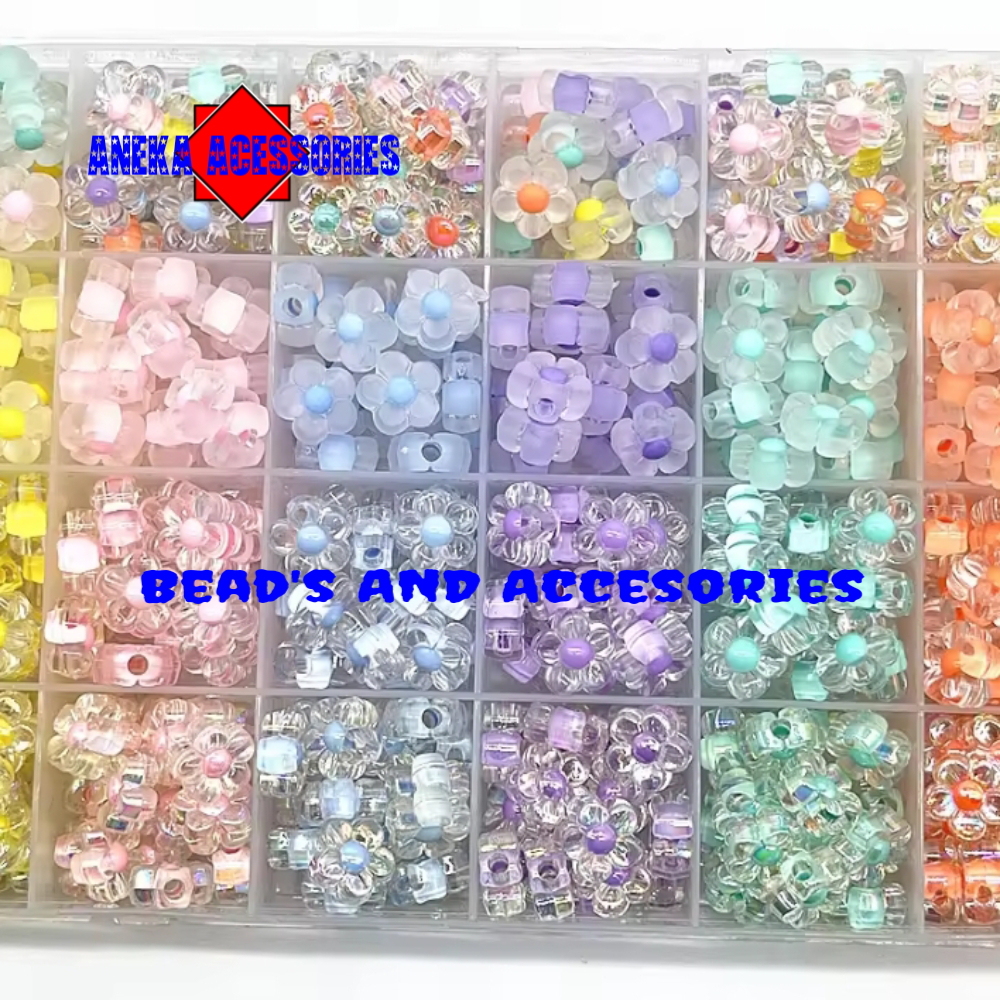 MANIK MOTE BUNGA SAKURA MOTE KRISTAL ISI BUNGA SAKURA 25PCS
