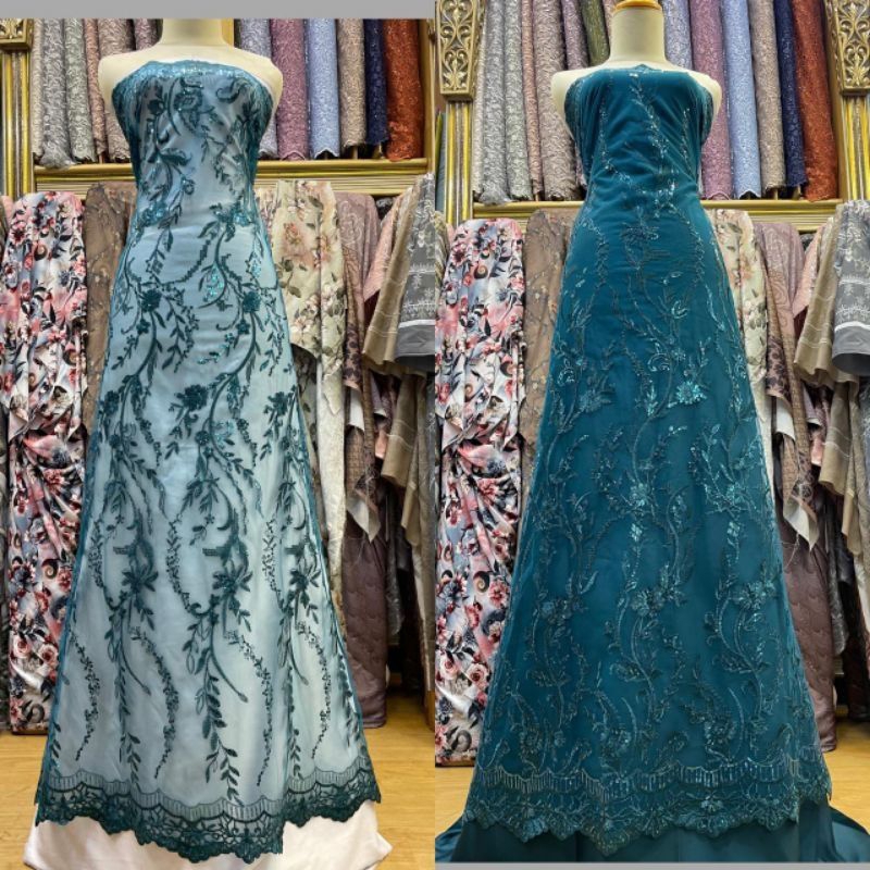 kain tile bordir pinggiran full Payet squin