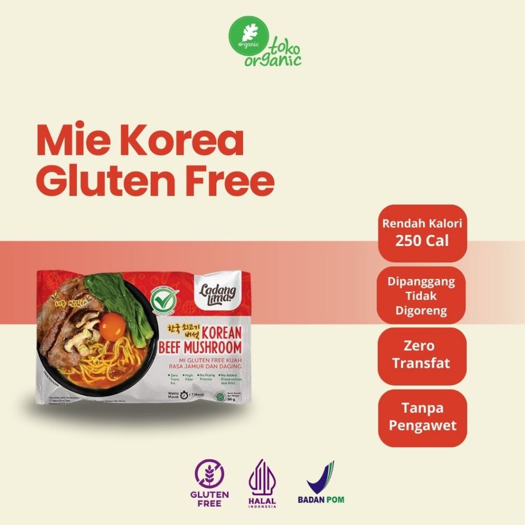 

Ladang Lima Mie Korean Beef Mushroom (94gr) MIe Gluten Free Rasa Korea, Korean Noodle, Mie Sehat Pedas