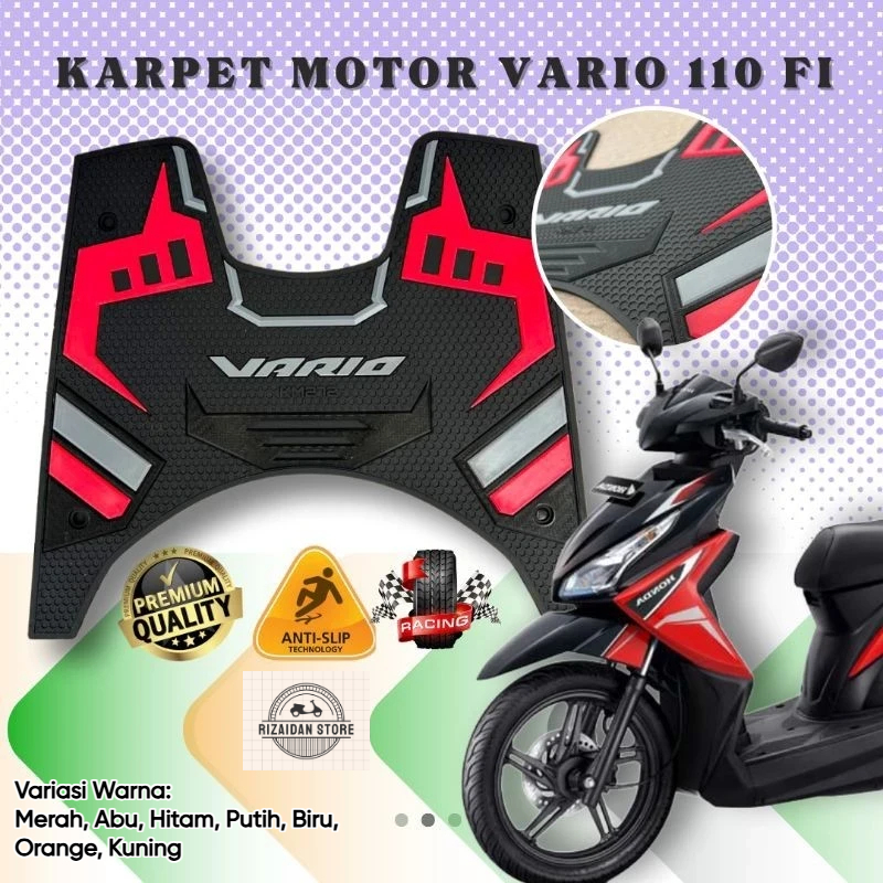 Karpet Vario 110 Fi / Karpet Motor Vario 110 Fi / Alas Kaki Pijakan Vario 110 Fi Full Karet