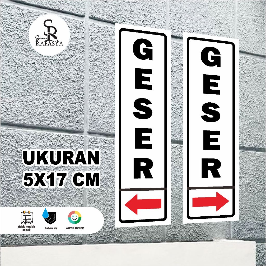 

1 set STIKER PINTU GESER | STIKER GESER Ukuran 5x17cm + Dilaminasi Glosy