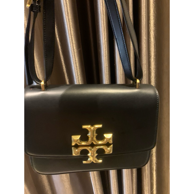 PRELOVED TORY BURCH ELEANOR CONVERTIBLE SHOULDER BAG BLACK
