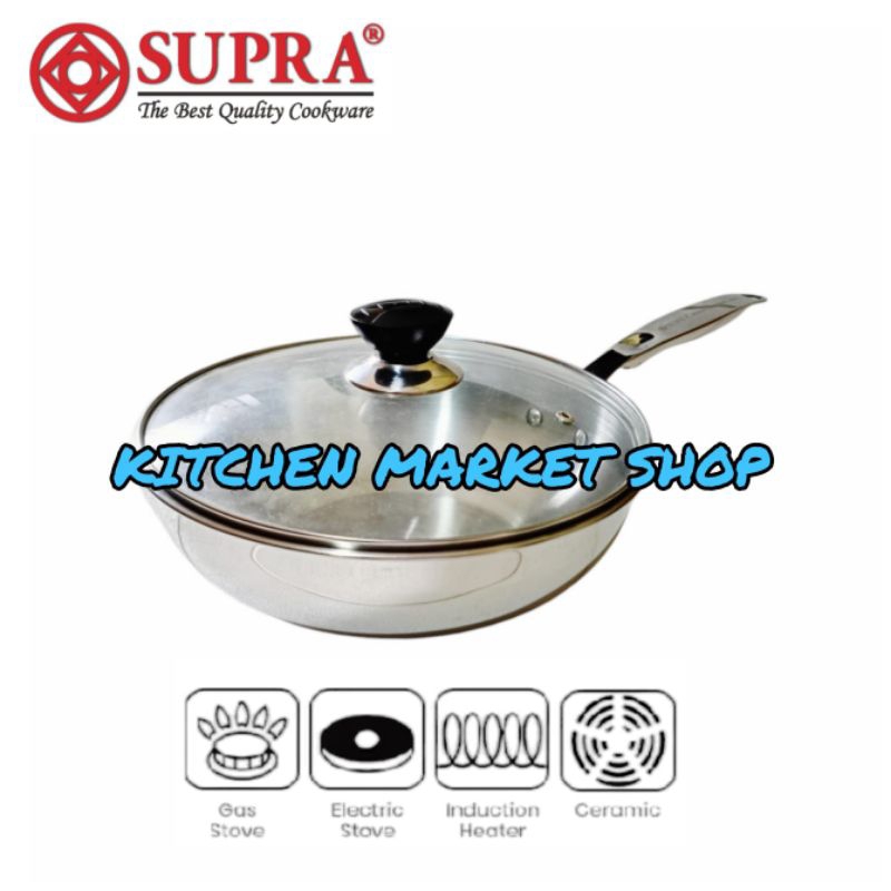 SUPRA Stir Wok Professional Pan Series 24cm 28cm 32cm Westerm Wok Stainless SUS304 Impact Bottom