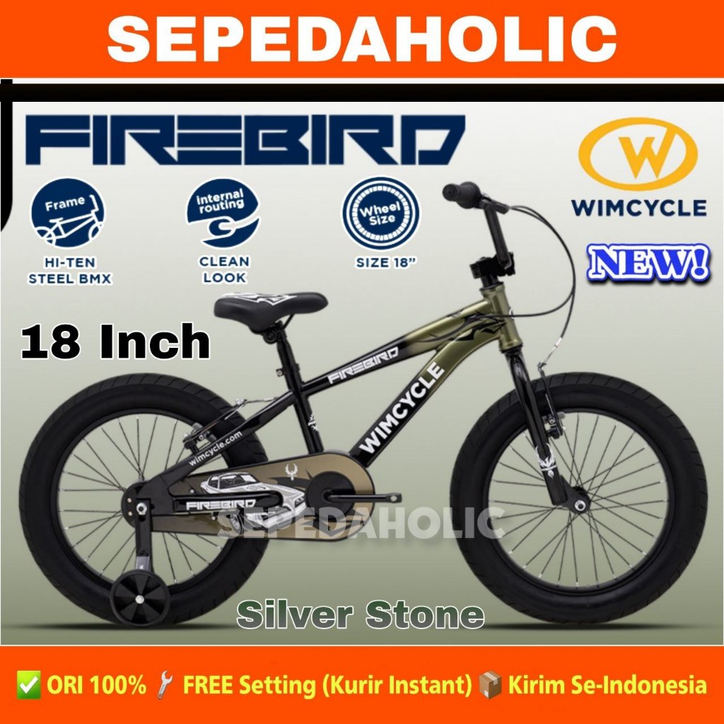 Sepeda Anak Laki BMX WIMCYCLE FIREBIRD Ukuran 18 Inch Ban Jumbo 3.00 Usia 6-8 Tahun