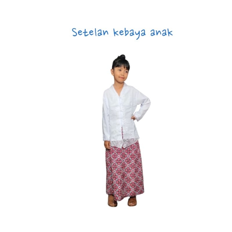 SETELAN Kebaya Encim Anak Tangan Panjang+Rok/Kebaya Anak Perempuan/ 1 Set Kebaya anak+Rok