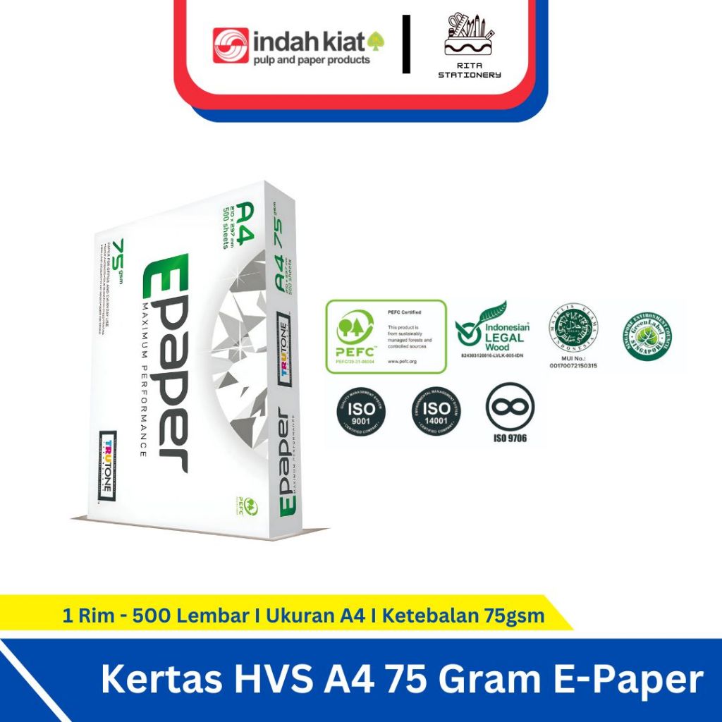 

H7Y Kertas HVS A4 75 Gram E-Paper berkualitas ekonomis multipurposed by indah kiat pulp and paper