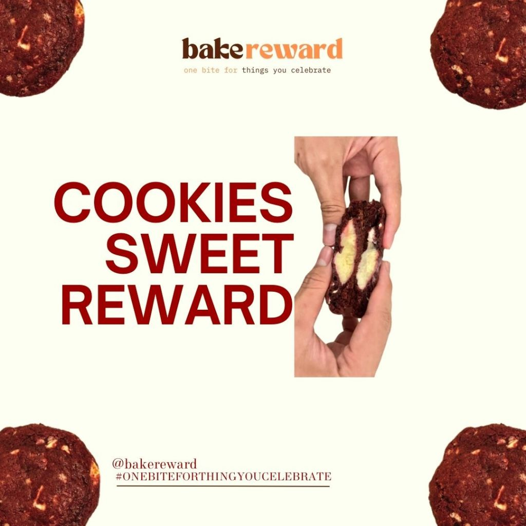 

Cookies Sweet Reward: The Fatigue By: Bakereward Indulgent red velvet dough filled with rich white chocolate and smooth cream cheese, offering a perfect blend of indulgent flavors and textures.