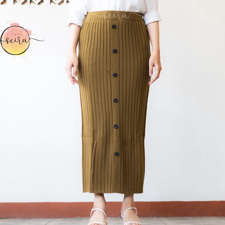 Rok Span Rajut Kancing Rok Maxi Kancing Depan Rok Panjang Wanita Rok Span Kancing Rajut Span Rajut K