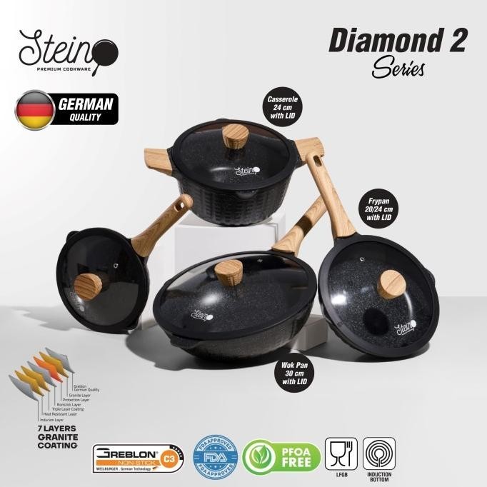 STEIN Cookware Diamond 2 Set | Set Panci Wajan 8in1 BATAM