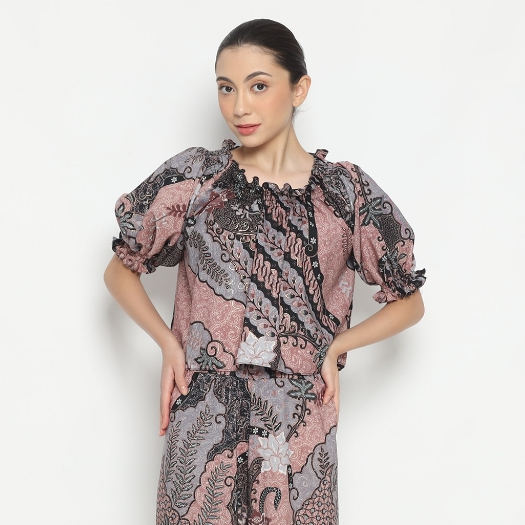 Lyne Halim Blouse Batik Girly, Lilac 8299, ( Blouse Only )