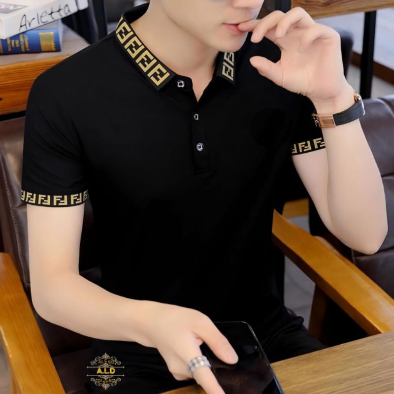 Kaos kerah polo wangki POLOS> Kaos polo pria> Katun lengan pendek pria> slim fit baju kaos polos> V 