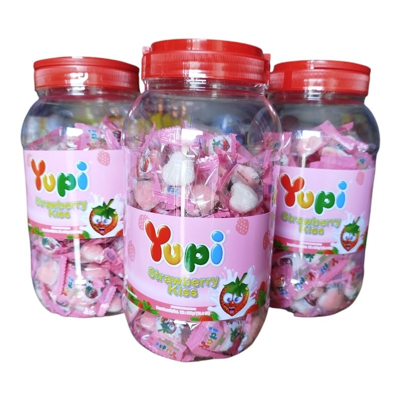 

permen yupi toples strawberry kis jar 300gr