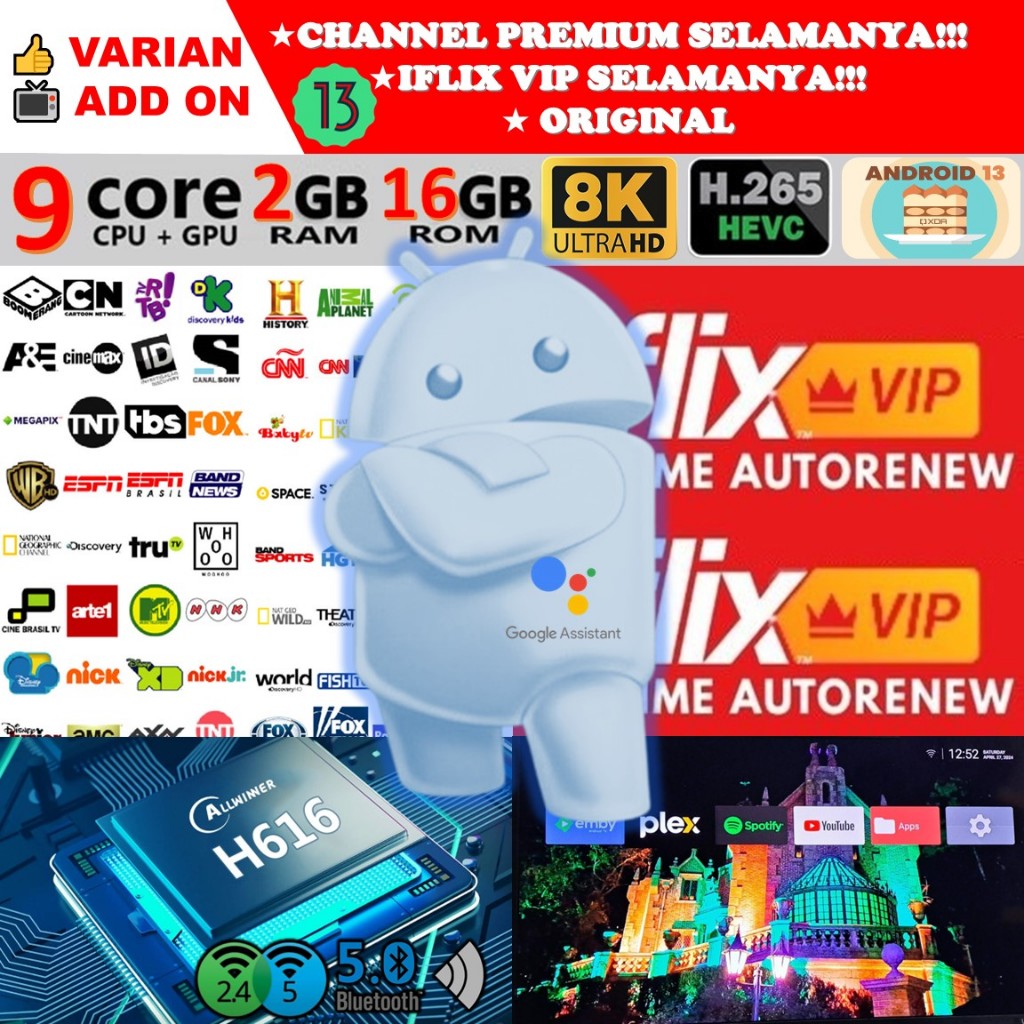 Smart TV Box Android 13 Ram 2GB Rom 16GB Q3 X9 X96 M96 TX3 Mini MXQ K9 MX1 X96Q Unlock Full Channel 