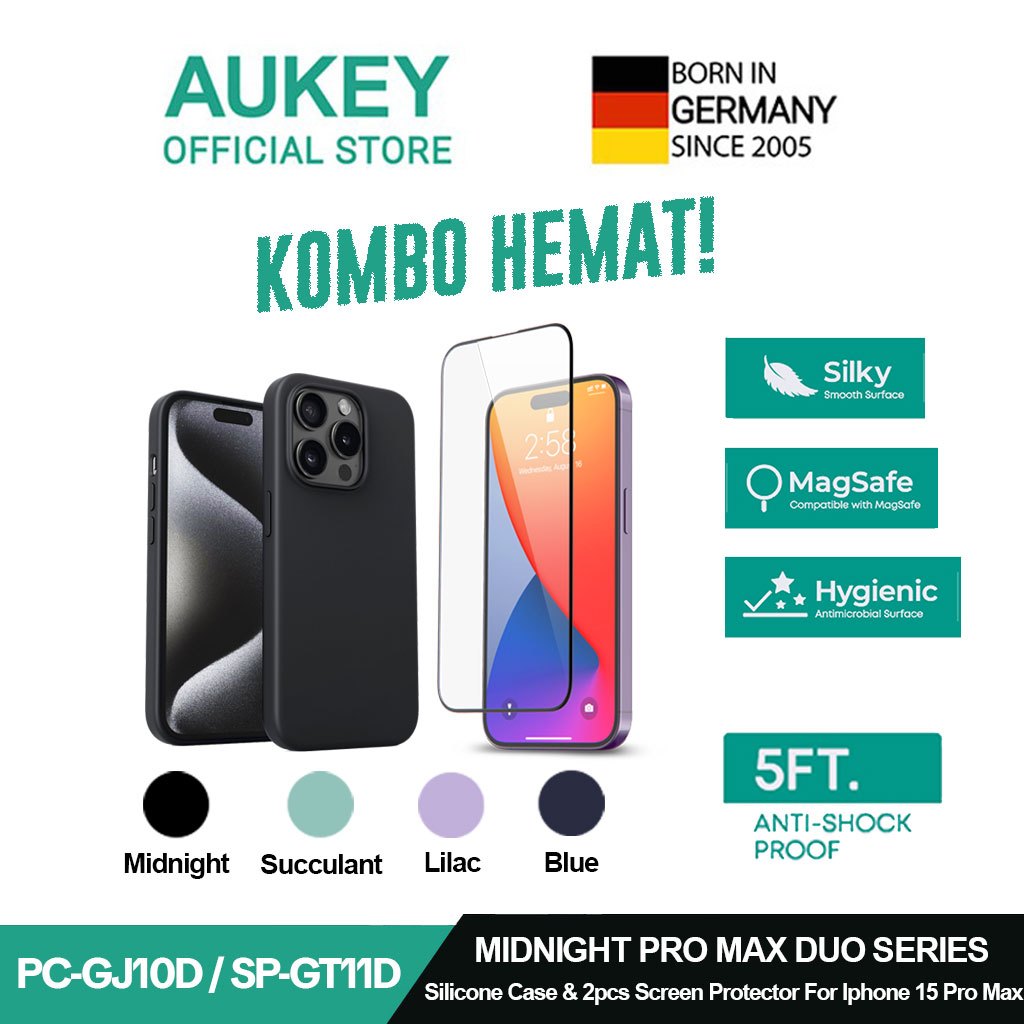 AUKEY iPhone 15 Pro Max Premium Silicone Case PC-GJ10D with MagSafe