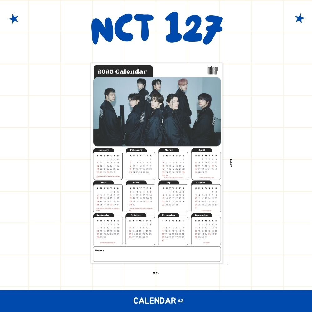 

2025 KALENDER NCT 127 KPOP + LAMINASI 2SISI IDOL BIAS KOREA MURAH UNOFFICIAL NCTZEN TAEIL JOHNNY TAEYONG DOYOUNG YUTA JAEHYUN WINWIN JUNGWOO MARK HAECHAN READY STOCK !