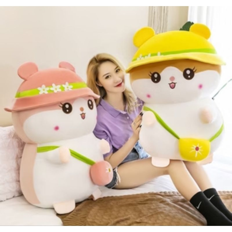 Boneka Hamster Lucu Pakai Topi Ukuran Jumbo 50cm SNI