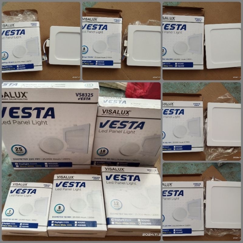 Lampu LED panel cahaya putih dan kuning/ LED tanam plafon kotak Visalux Vesta/ Downlight Visalux Squ