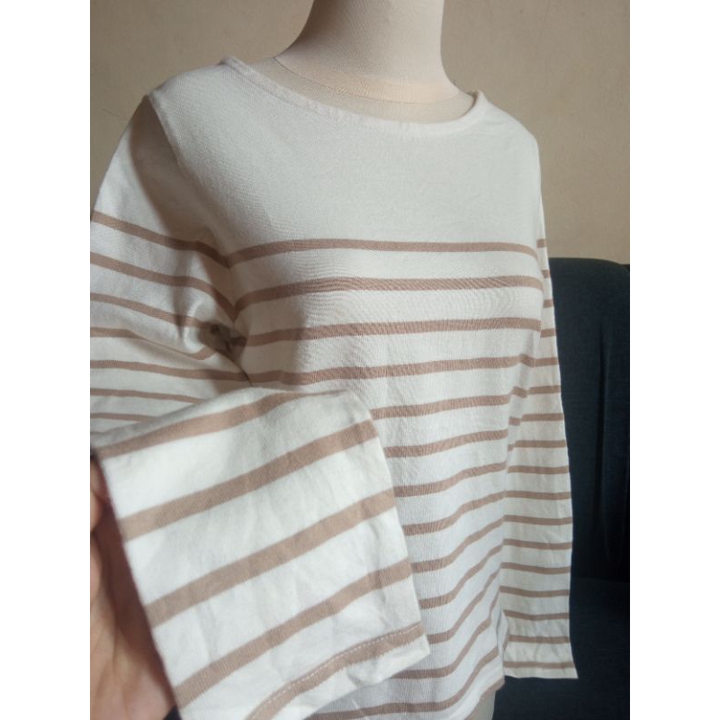 kaos lengan panjang cewe motif salur