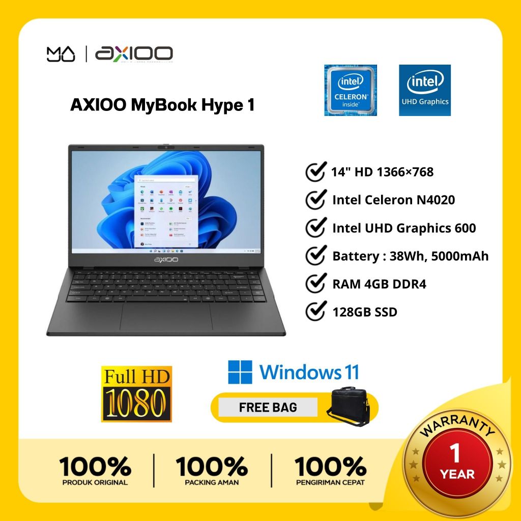 Laptop AXIOO Mybook HYPE 1 - 4/128- Garansi Resmi