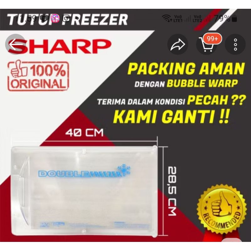 tutup frizer kulkas sharp double frezer 1pintu SJX 197 100%  ory