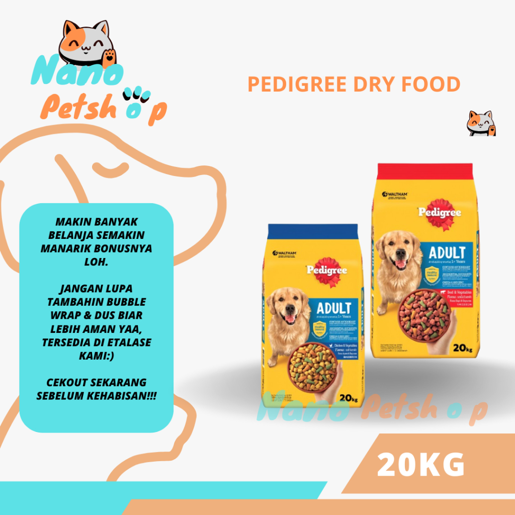 Dog Food - Pedigree Dog Beef Chicken 20kg (INSTANT)