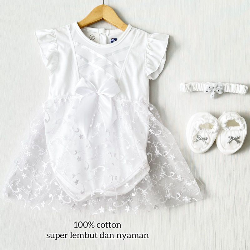 Gaun putih bayi,dress putih bayi,gaun anak perempuan,dress anak perempuan