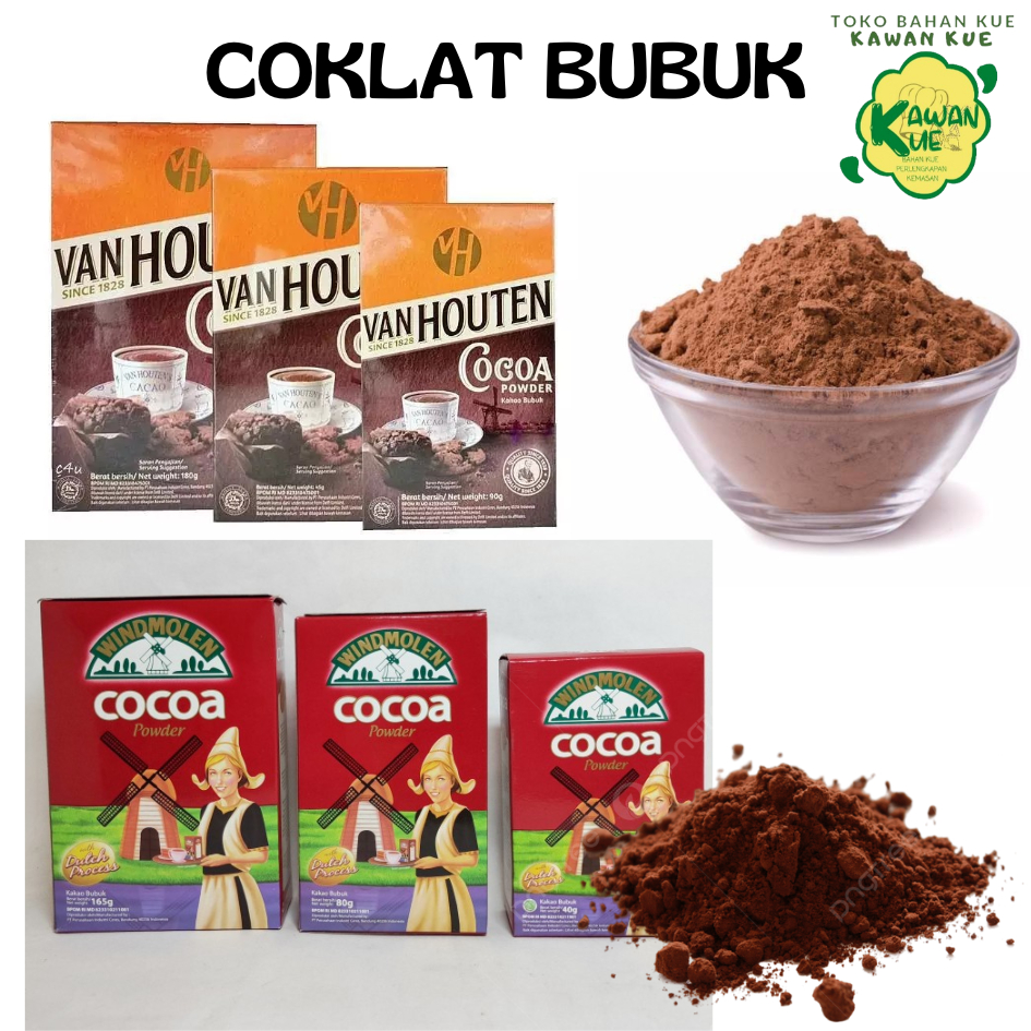 

COKLAT BUBUK KEMASAN MERK VAN HOUTEN DAN WINDMOLEN - COKLAT BUBUK 165GR 80GR 40GR