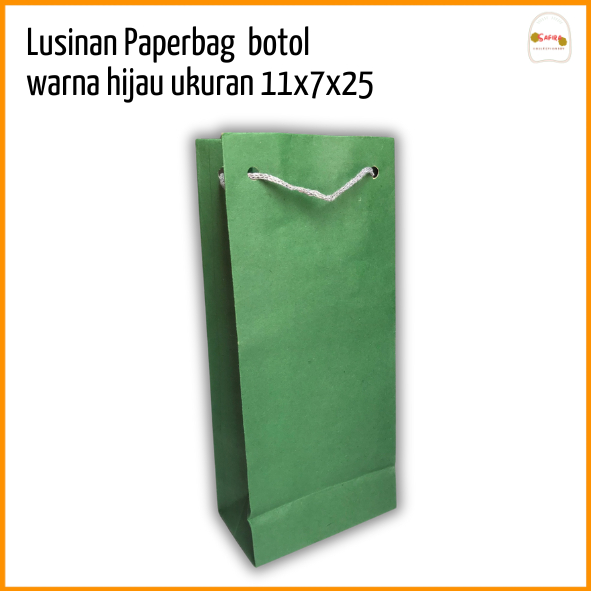 

[LUSINAN] PAPERBAG BOTOL HIJAU/EMERALD POLOS ukuran 11x7x25 PAPERBAG SOVENIR PAPERBAG BOTOL HAJATAN MURAH