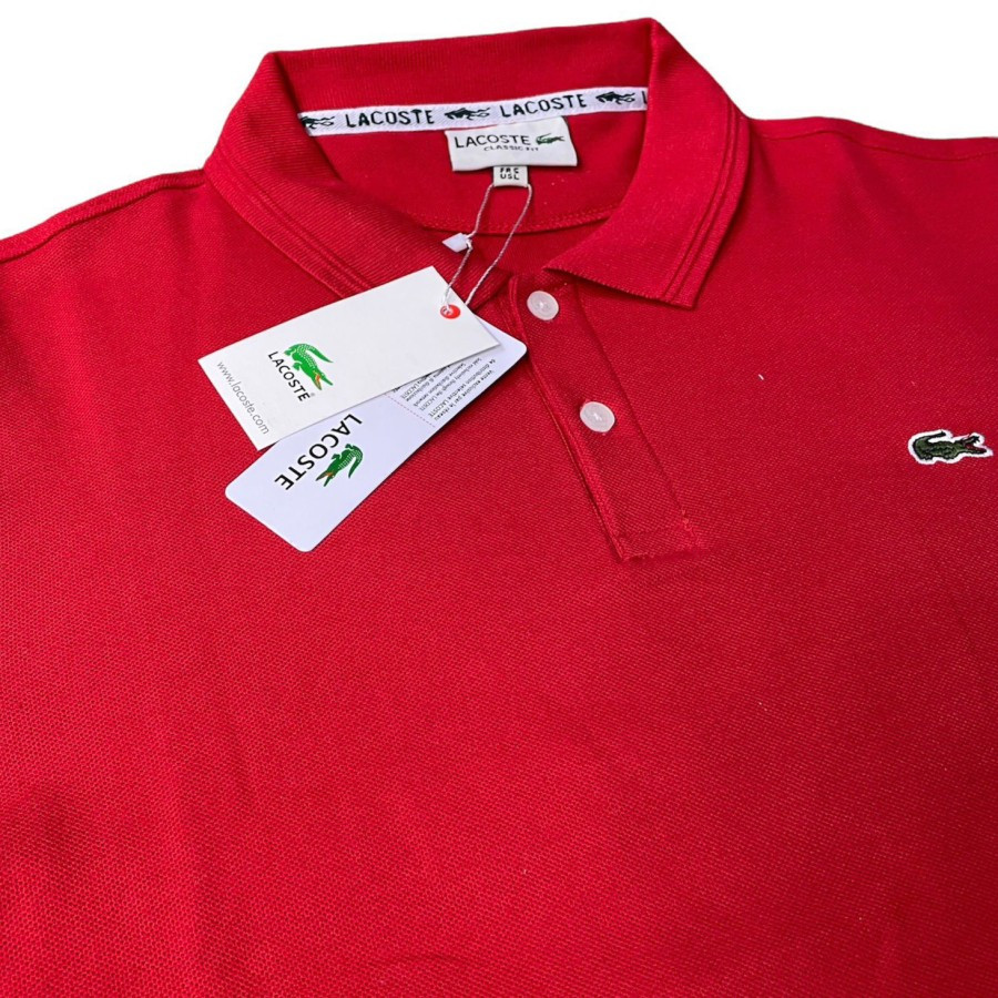 Kaos Lengan Pendek Polo Lacoste Merah Premium