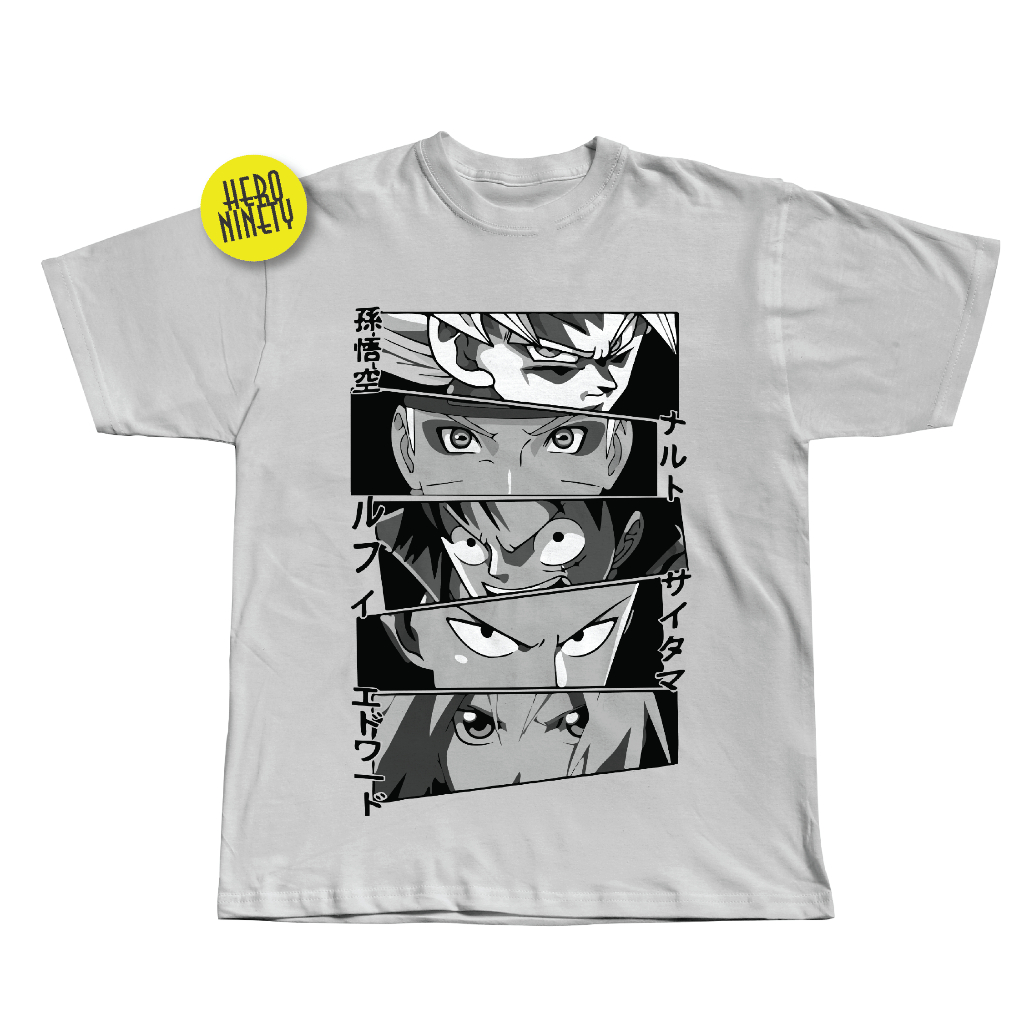 Heroninety - Kaos Naruto Putih / Kaos Keren / Kaos Cowok / Kaos Pria