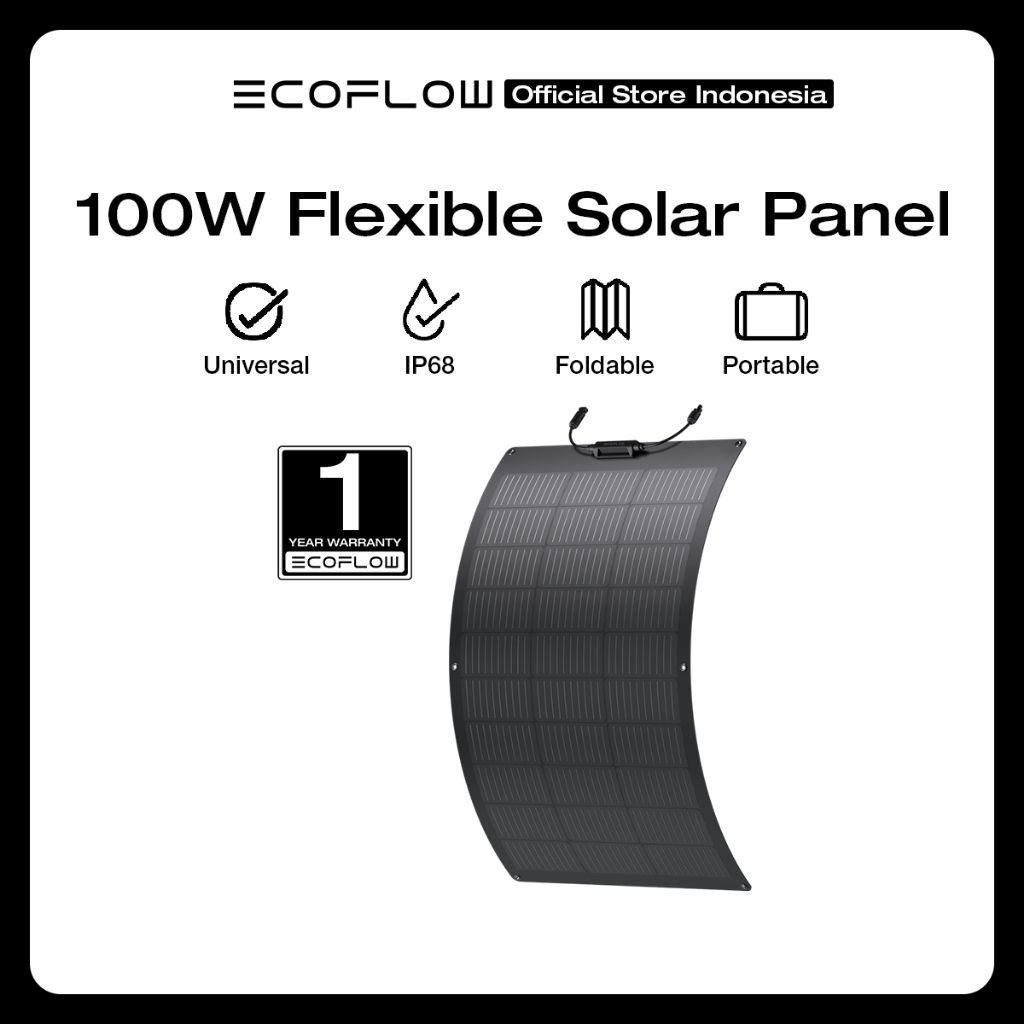 EcoFlow Solar Panel Flexible 100W Panel Surya IP68 Anti Air Dapat Melengkung 258° Untuk Atap Mobil V