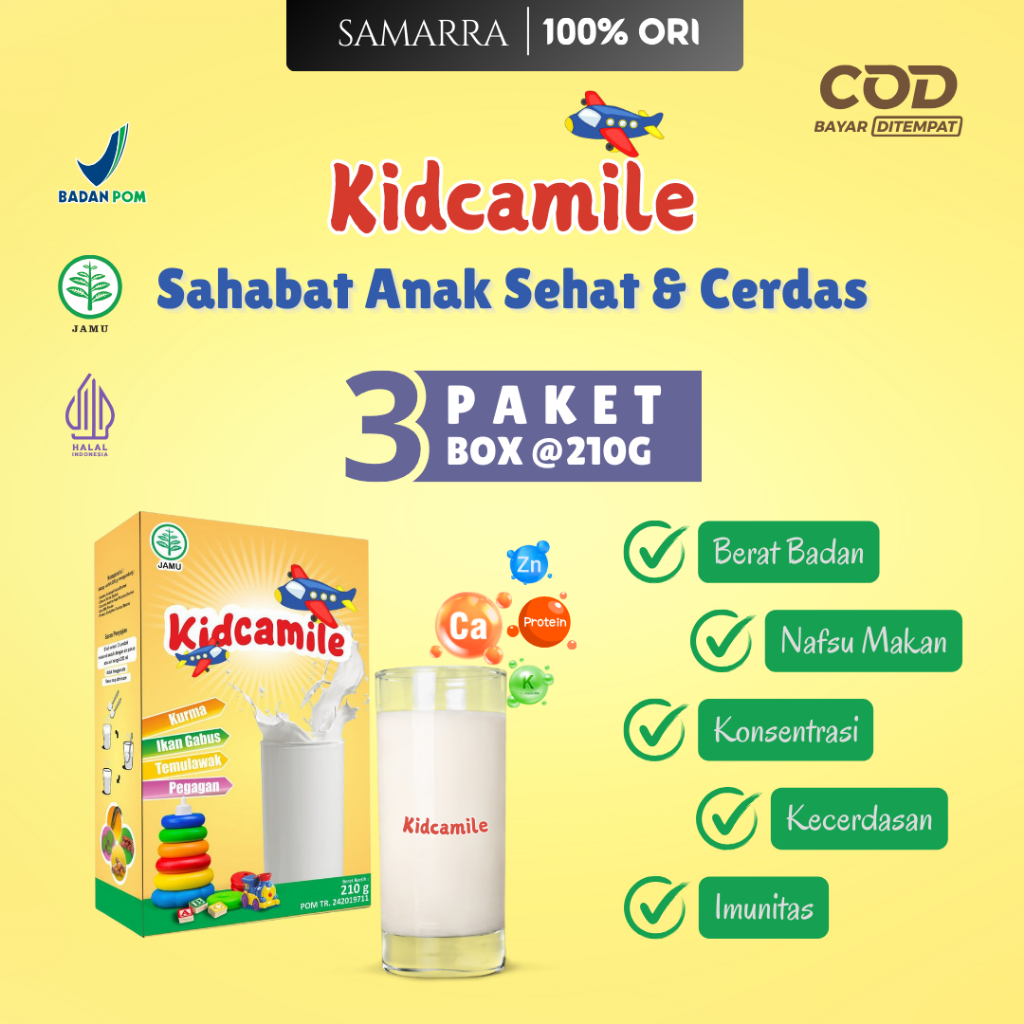 

Paket 3 Box Kidcamile Susu Kambing Etawa Kids untuk Meningkatkan Kecerdasan dan Berat Badan