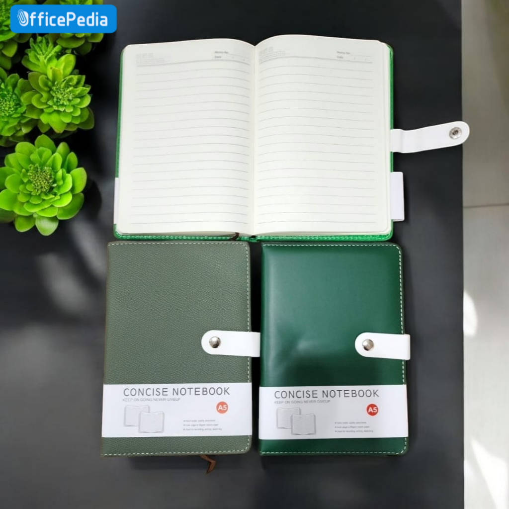

Buku Jurnal Agenda Catatan Kerja Notepad Notebook A5 Kancing cover kulit concise