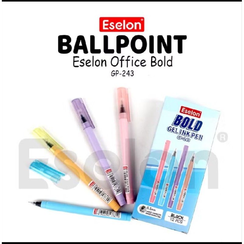 BALLPOINT GELL/PULPEN GELL ESELON GP 243 BOLD PER BOX ISI 12 PULPEN