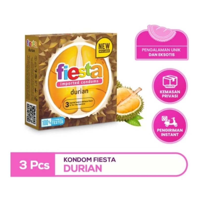 KONDOM FIESTA DURIAN AROMA MANIS BUAH DURIAN 3 PCS