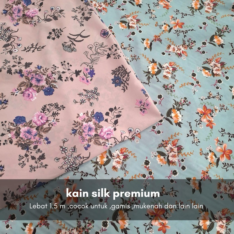 kain silk despo premium motif bunga kecil/kain mukena/gamis/tunik/atasan wanita