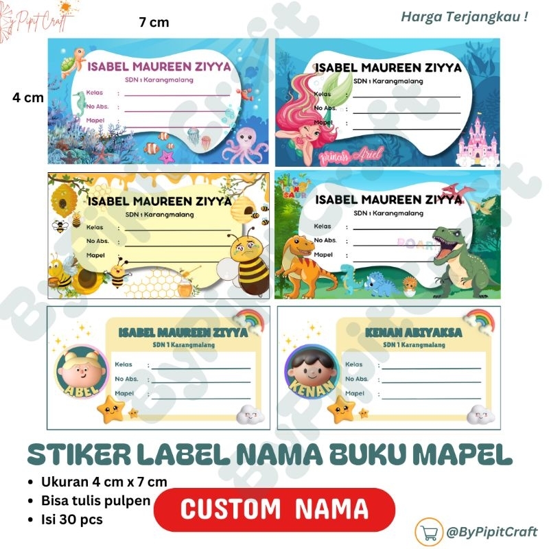 

Stiker Label Buku Pelajaran Custom Lucu Tinggal Tempel - Isi 20 Stiker Mapel