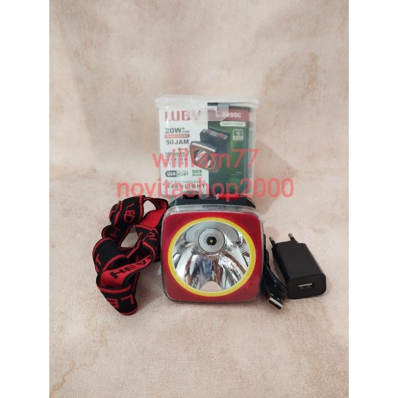 Senter Kepala Luby L2895C 20Watt + COB Emergency