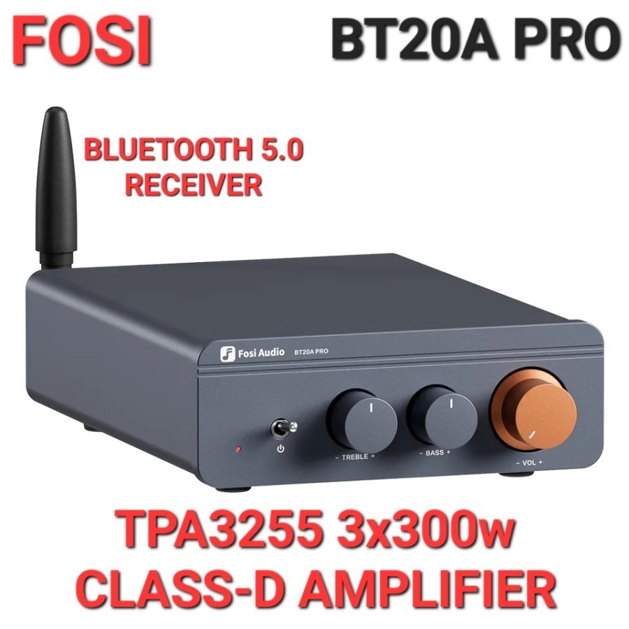 FOSI AUDIO BT20A PRO Class D 2.0 Amplifier TPA3255 2x300w w/ BT 5.0