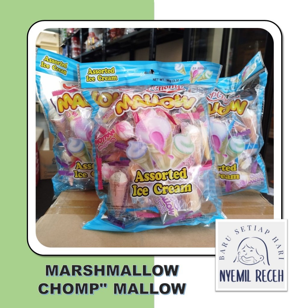

Marshmallow Chomp Chomp Mallow Assorted Ice Cream Isi 25 Pcs Viral Murah, Aneka Rasa Bentuk Es Krim