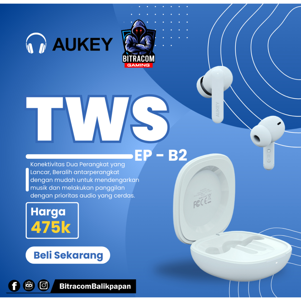 TWS Aukey - EP-B2 Beyond ANC Elite - Earphone Wireless Bluetooth Headset Bluetooth TWS